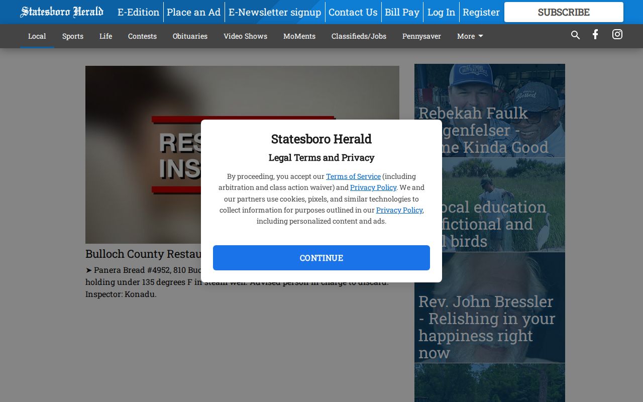 Statesboro Herald regional local-news page covering Jenkins County cases