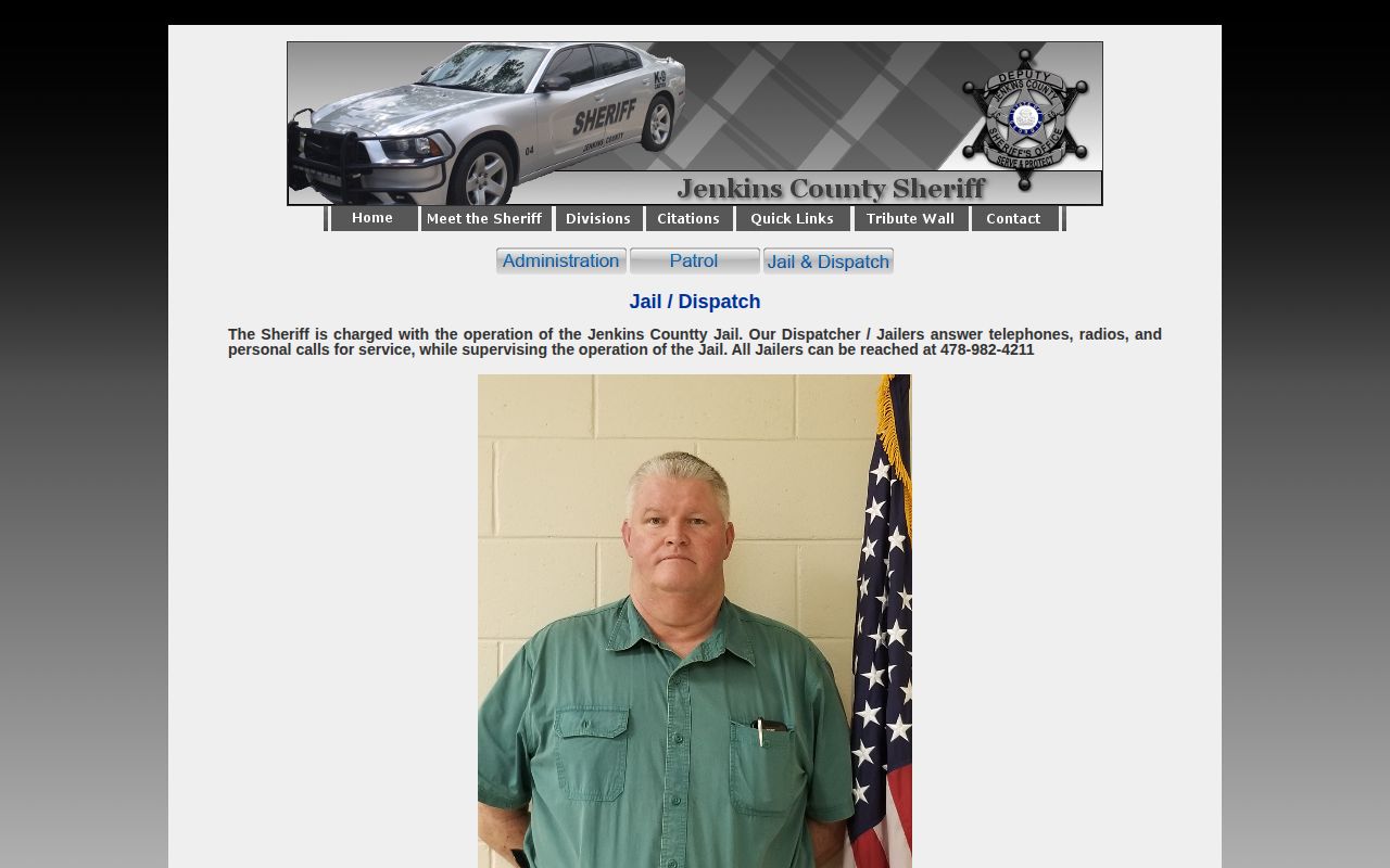 Jenkins County Sheriff's Office jail and dispatch record contact page