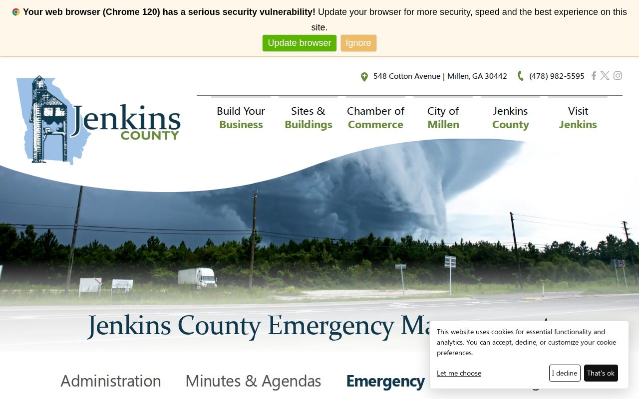 Jenkins County CodeRED community alert information page